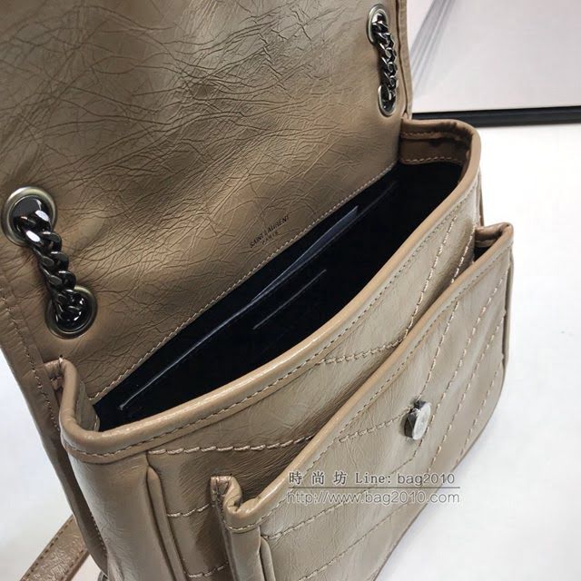 YSL爆款女士包包 聖羅蘭經典款Niki油蠟抓皺牛皮小號郵差包 YSL肩背斜挎包 533037  jjh1176